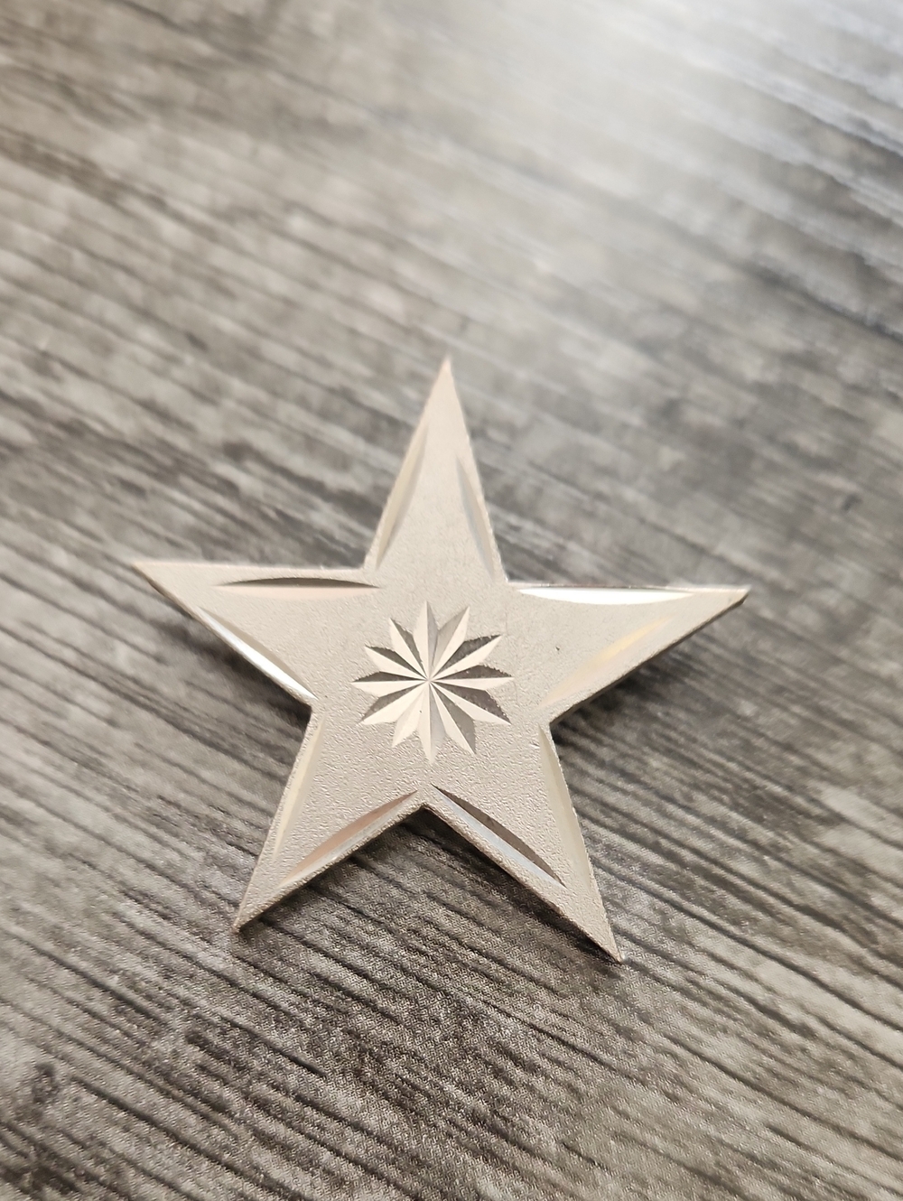 Silver Starburst Metal Brooch